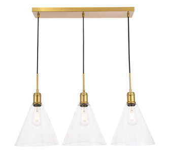 Hugh 3 light Brass and Clear glass pendant (758|LD6233BR)