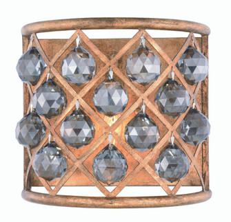 Madison 1 light Golden Iron Wall Sconce Silver Shade (Grey) Royal Cut Crystal (758|1214W11GI-SS/RC)