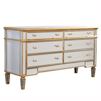 6 Drawers Dresser 60 in. x 20 in. x 34 in. in Gold Leaf (758|MF1-1005GC)