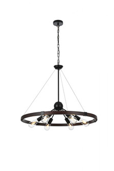 Thora 31.5 inch Pendant Light  in Black+Wood (758|LD746D32BWD)