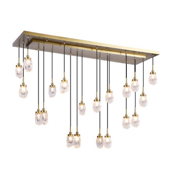 Avola 20-light Ice-drop Rectangular Chandelier - Brass (10813|KCH1106L-20BS)