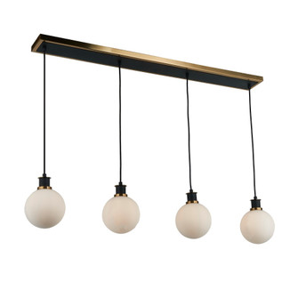 Gem Collection 4-Light Island/Pool Table with White Glass Black and Brushed Brass (12|AC11874WH)