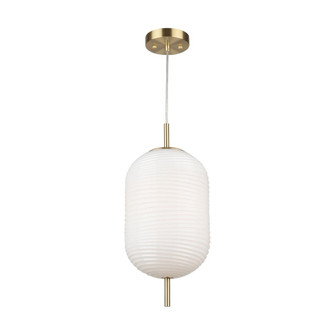 Vita Collection 1-Light Textured Shade Pendant White and Brass (12|AC10631BR)
