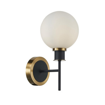 Gem Collection 1-Light Sconce with White Glass Black and Brushed Brass (12|AC11871WH)