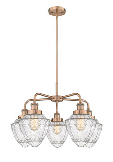 Bullet - 5 Light - 24 inch - Antique Copper - Chandelier (3442|916-5CR-AC-G664-7)