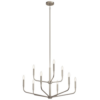 Madden 32 Inch 9 Light 2-Tier Chandelier in Brushed Nickel (10687|52720NI)