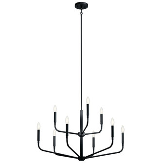 Madden 32 Inch 9 Light 2-Tier Chandelier in Black (10687|52720BK)