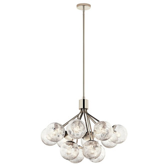 Silvarious 30 Inch 12 Light Convertible Chandelier with Clear Crackled Glass in Polished Nickel (10687|52701PN)