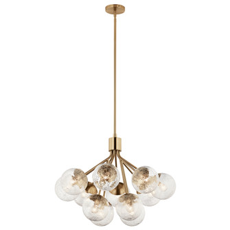 Silvarious 30 Inch 12 Light Convertible Chandelier with Clear Crackled Glass in Champagne Bronze (10687|52701CPZ)