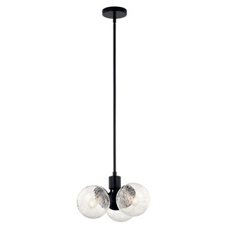 Silvarious 16.5 Inch 3 Light Convertible Pendant with Clear Crackled Glass in Black (10687|52700BK)