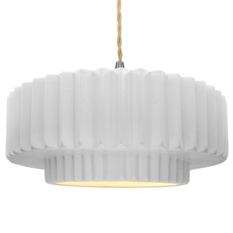 Large Tier Pleated 1-Light Pendant (254|CER-6555-WHT-NCKL-BEIG-TWST)