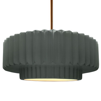 Large Tier Pleated 1-Light Pendant (254|CER-6555-PWGN-BRSS-RIGID-LED1-700)
