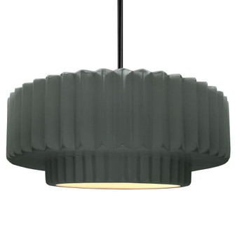 Large Tier Pleated 1-Light Pendant (254|CER-6555-PWGN-MBLK-RIGID)