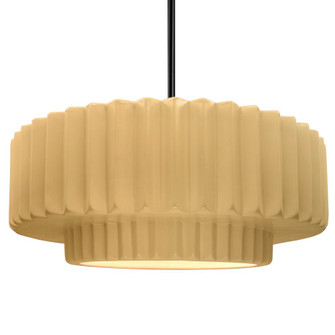 Large Tier Pleated 1-Light Pendant (254|CER-6555-MYLW-MBLK-RIGID)