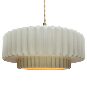 Large Tier Pleated 1-Light Pendant (254|CER-6555-MTGD-BRSS-BEIG-TWST)