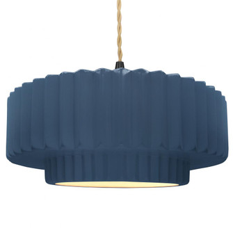 Large Tier Pleated 1-Light Pendant (254|CER-6555-MID-MBLK-BEIG-TWST)