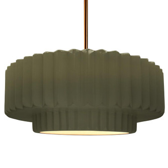 Large Tier Pleated 1-Light Pendant (254|CER-6555-MGRN-BRSS-RIGID)
