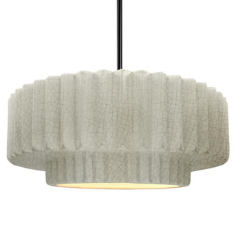 Large Tier Pleated LED Pendant (254|CER-6555-CRK-MBLK-RIGID-LED1-700)