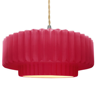 Large Tier Pleated 1-Light Pendant (254|CER-6555-CRSE-NCKL-BEIG-TWST)