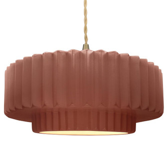 Large Tier Pleated 1-Light Pendant (254|CER-6555-CLAY-BRSS-BEIG-TWST-LED1-700)