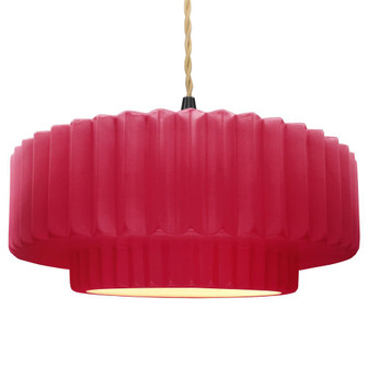 Large Tier Pleated 1-Light Pendant (254|CER-6555-CRSE-MBLK-BEIG-TWST)
