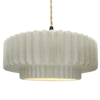 Large Tier Pleated 1-Light Pendant (254|CER-6555-CRK-MBLK-BEIG-TWST)