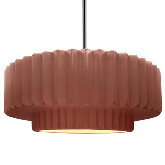 Large Tier Pleated 1-Light Pendant (254|CER-6555-CLAY-NCKL-RIGID)