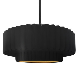 Large Tier Pleated 1-Light Pendant (254|CER-6555-CBGD-MBLK-RIGID)