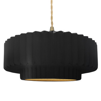 Large Tier Pleated 1-Light Pendant (254|CER-6555-CBGD-BRSS-BEIG-TWST)