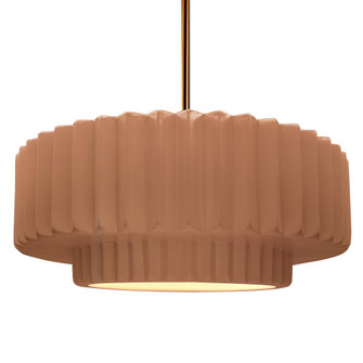 Large Tier Pleated 1-Light Pendant (254|CER-6555-ADOB-BRSS-RIGID-LED1-700)