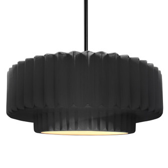 Large Tier Pleated 1-Light Pendant (254|CER-6555-BLK-MBLK-RIGID)