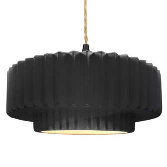 Large Tier Pleated 1-Light Pendant (254|CER-6555-BLK-MBLK-BEIG-TWST)