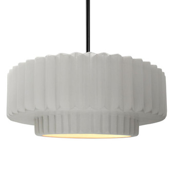 Large Tier Pleated 1-Light Pendant (254|CER-6555-BIS-MBLK-RIGID)