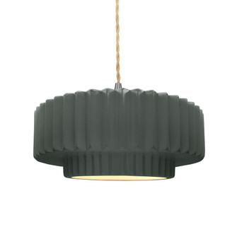 Medium Tier Pleated LED Pendant (254|CER-6553-PWGN-NCKL-BEIG-TWST-LED1-700)