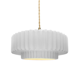 Medium Tier Pleated 1-Light Pendant (254|CER-6553-WHT-BRSS-BEIG-TWST)