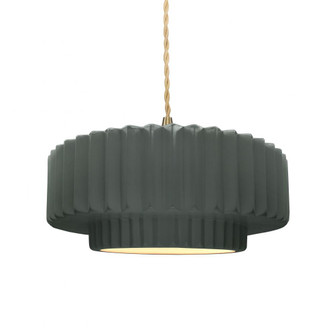 Medium Tier Pleated 1-Light Pendant (254|CER-6553-PWGN-BRSS-BEIG-TWST-LED1-700)