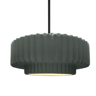 Medium Tier Pleated 1-Light Pendant (254|CER-6553-PWGN-MBLK-RIGID)