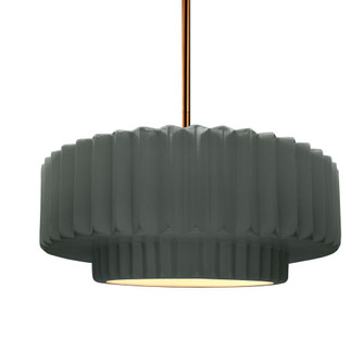 Medium Tier Pleated 1-Light Pendant (254|CER-6553-PWGN-BRSS-RIGID)