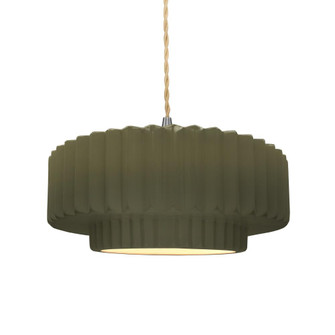 Medium Tier Pleated LED Pendant (254|CER-6553-MGRN-NCKL-BEIG-TWST-LED1-700)