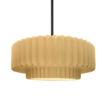 Medium Tier Pleated 1-Light Pendant (254|CER-6553-MYLW-MBLK-RIGID)