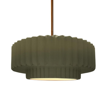 Medium Tier Pleated 1-Light Pendant (254|CER-6553-MGRN-BRSS-RIGID-LED1-700)