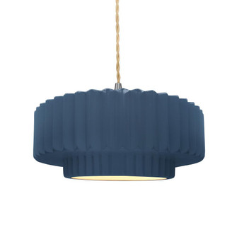 Medium Tier Pleated LED Pendant (254|CER-6553-MDMT-NCKL-BEIG-TWST-LED1-700)