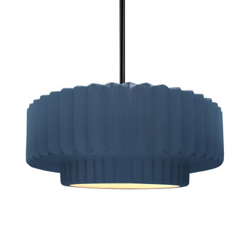 Medium Tier Pleated 1-Light Pendant (254|CER-6553-MDMT-MBLK-RIGID-LED1-700)
