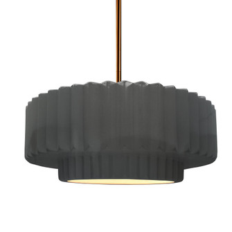 Medium Tier Pleated 1-Light Pendant (254|CER-6553-GRY-BRSS-RIGID-LED1-700)
