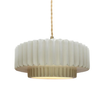 Medium Tier Pleated 1-Light Pendant (254|CER-6553-MAT-BRSS-BEIG-TWST)