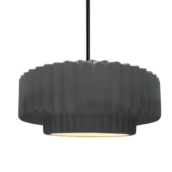 Medium Tier Pleated 1-Light Pendant (254|CER-6553-GRY-MBLK-RIGID)