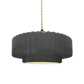 Medium Tier Pleated 1-Light Pendant (254|CER-6553-GRY-MBLK-BEIG-TWST)