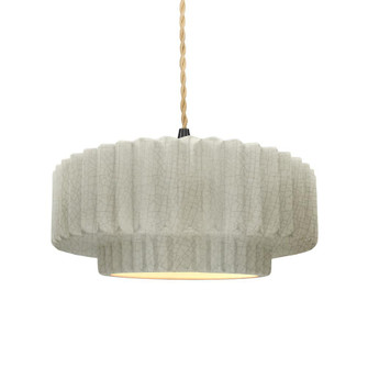 Medium Tier Pleated 1-Light Pendant (254|CER-6553-CRK-MBLK-BEIG-TWST)