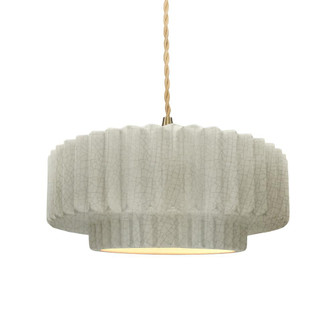 Medium Tier Pleated 1-Light Pendant (254|CER-6553-CRK-BRSS-BEIG-TWST)
