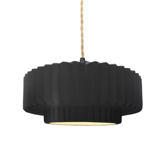 Medium Tier Pleated 1-Light Pendant (254|CER-6553-CRB-MBLK-BEIG-TWST)